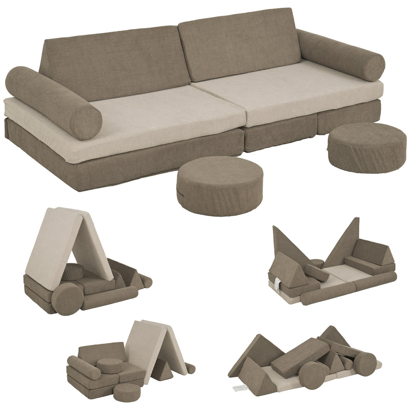 Modular 12-Piece Kids Play Couch for Playroom and Bedroom Magic Cars 8