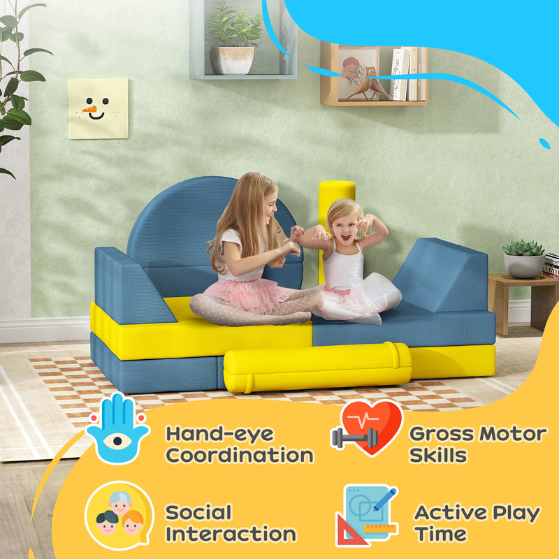 Modular 14-Piece Kids Play Couch Sectional Sofa for Children Magic Cars 2