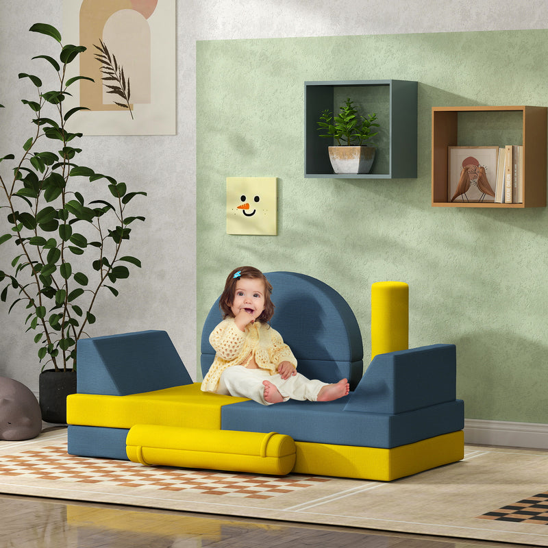 Modular 14-Piece Kids Play Couch Sectional Sofa for Children Magic Cars 7