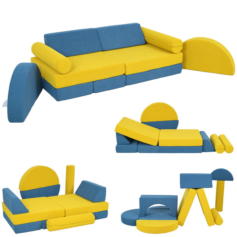 Modular 14-Piece Kids Play Couch Sectional Sofa for Children Magic Cars 8