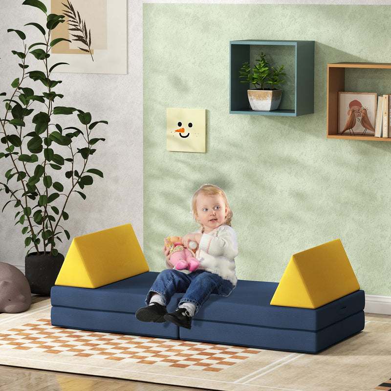 Modular 6-Piece Kids Play Couch for Playroom and Bedroom Magic Cars 7