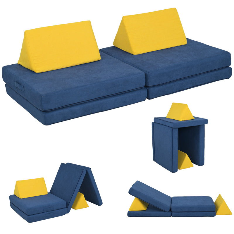 Modular 6-Piece Kids Play Couch for Playroom and Bedroom Magic Cars 8