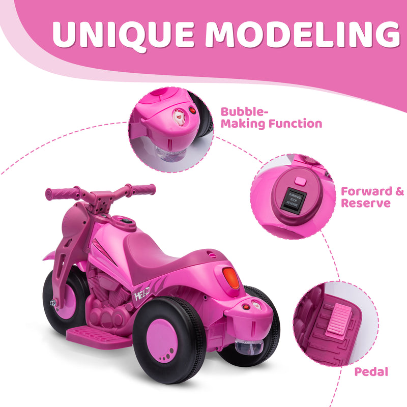 6V Electric Ride-On Bubble Car for Kids, 3-Wheeled Motorcycle with 2 MPH Speed Magic Cars 2
