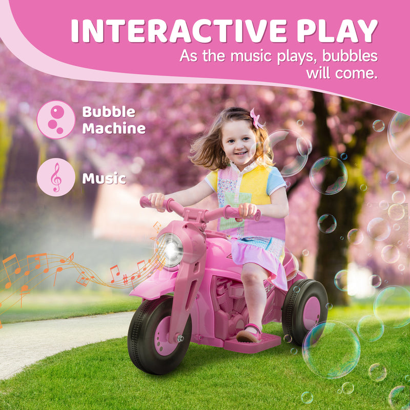 6V Electric Ride-On Bubble Car for Kids, 3-Wheeled Motorcycle with 2 MPH Speed Magic Cars 4