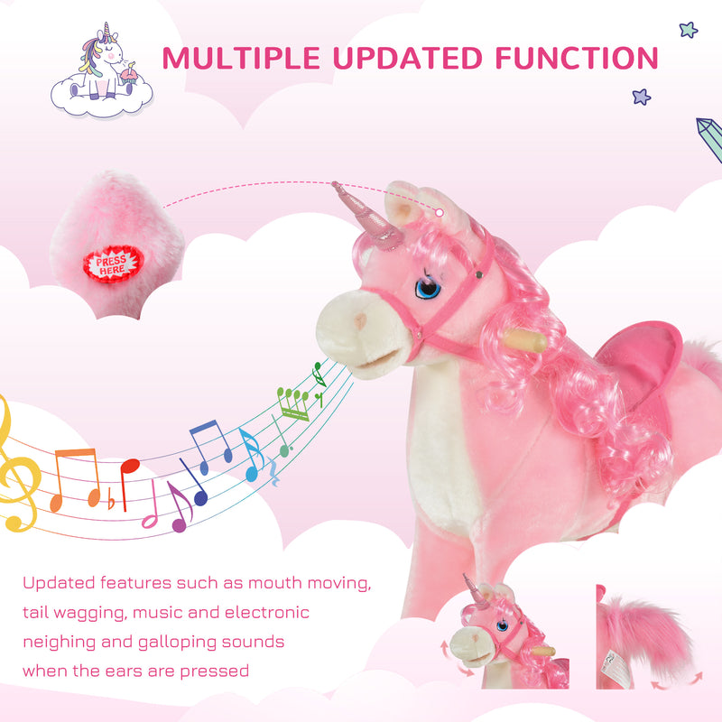 Kids Rocking Horse Unicorn Design with Wooden Base and Wagging Tail Magic Cars 2