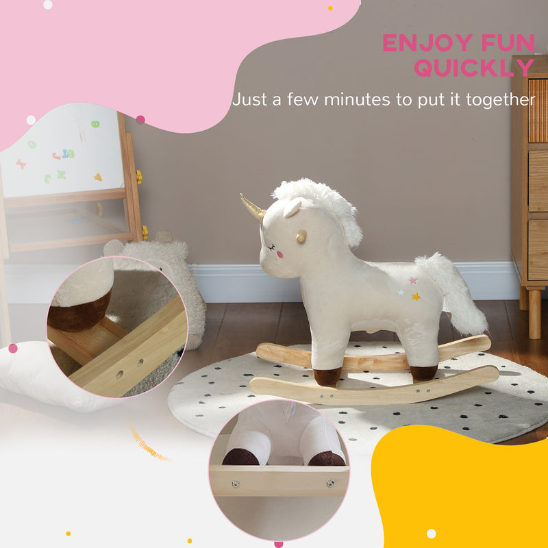 Deluxe Wooden Rocking Unicorn with Realistic Sound for Toddlers Magic Cars 2