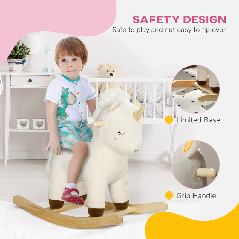 Deluxe Wooden Rocking Unicorn with Realistic Sound for Toddlers Magic Cars 3