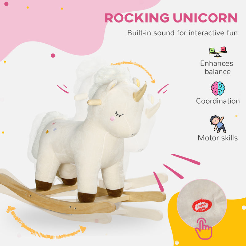 Deluxe Wooden Rocking Unicorn with Realistic Sound for Toddlers Magic Cars 4