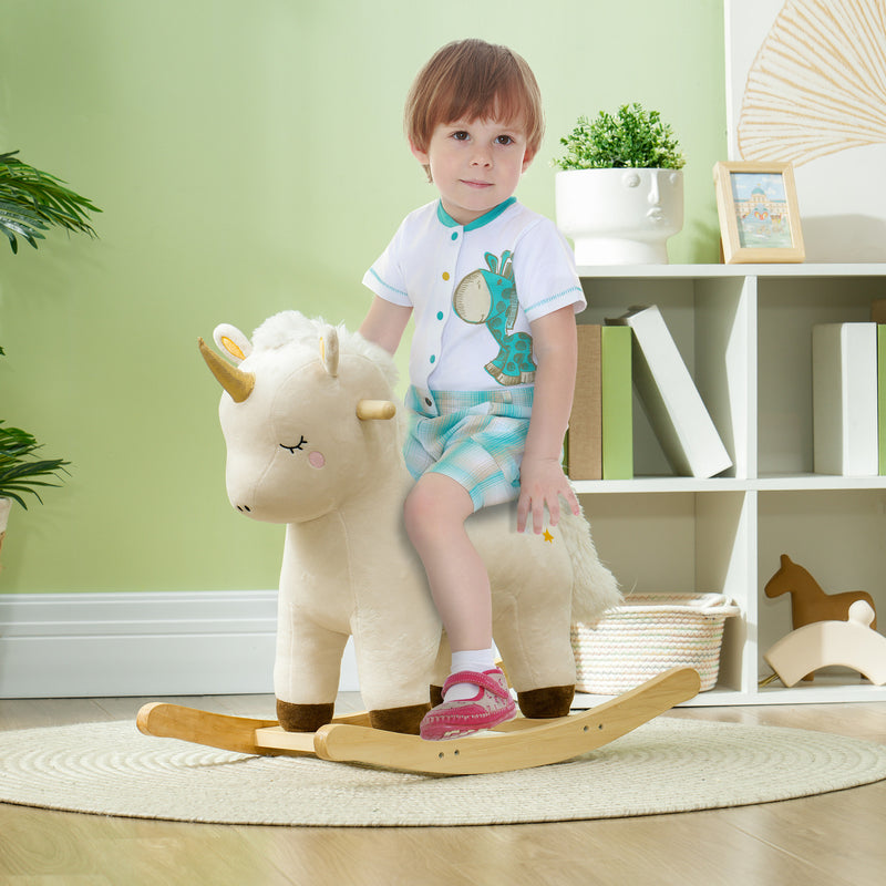 Deluxe Wooden Rocking Unicorn with Realistic Sound for Toddlers Magic Cars 8