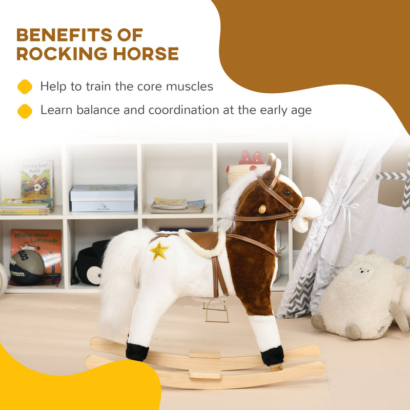 Toddler Rocking Horse with Sound and Saddle Ride-On Toy Gift for Ages 3 Magic Cars 3