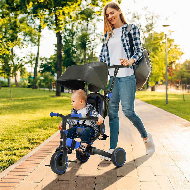 Toddler Tricycle with Aluminum Frame and Adjustable Push Handle in Blue Magic Cars Variant 0