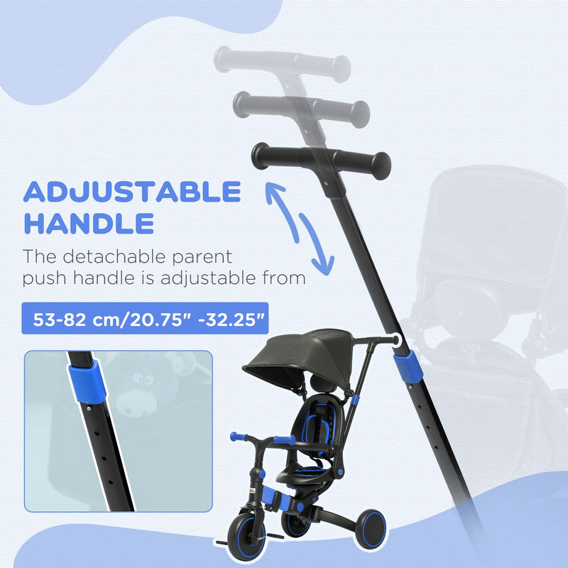Toddler Tricycle with Aluminum Frame and Adjustable Push Handle in Blue Magic Cars 5