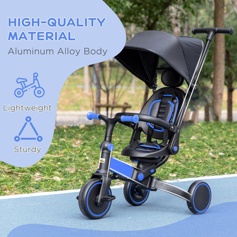 Toddler Tricycle with Aluminum Frame and Adjustable Push Handle, Blue Magic Cars 7