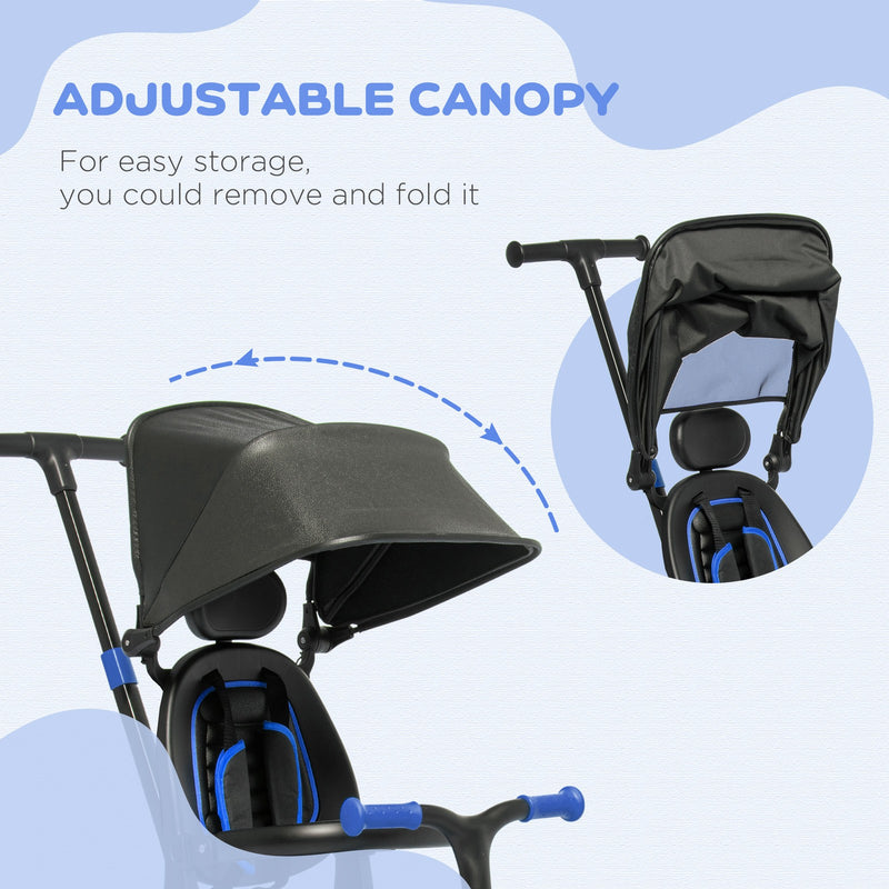Toddler Tricycle with Aluminum Frame and Adjustable Push Handle, Blue Magic Cars 9