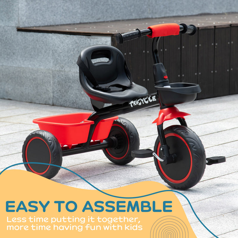 Toddler Tricycle with Adjustable Seat and Storage for Ages 2-5 Magic Cars 3