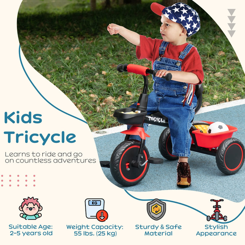 Toddler Tricycle with Adjustable Seat and Storage for Ages 2-5 Magic Cars 5