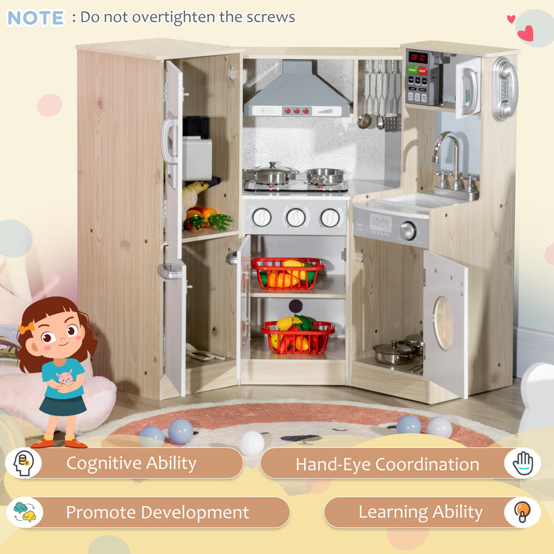 Large Corner Wooden Kids Kitchen Playset with Sound Effects Magic Cars 4