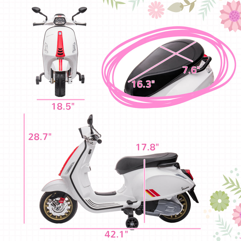 Licensed Vespa 6V Electric Motorcycle for Toddlers and Kids with Battery Magic Cars 6