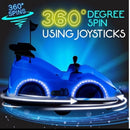 Two Flybar 12V Dual Joystick Steering Glow Bumper Racer Car Blue Magic Cars 1