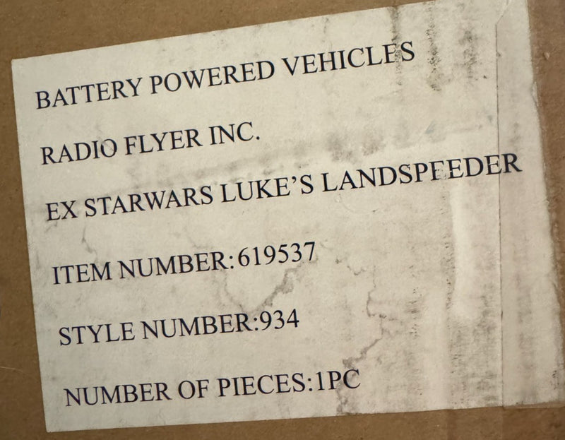 12V Luke Skywalker Landspeeder Ride-On Radio Flyer Star Wars Vehicle Sealed New Magic Cars 12
