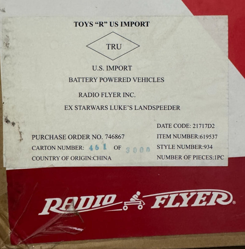 12V Luke Skywalker Landspeeder Ride-On Radio Flyer Star Wars Vehicle Sealed New Magic Cars 1