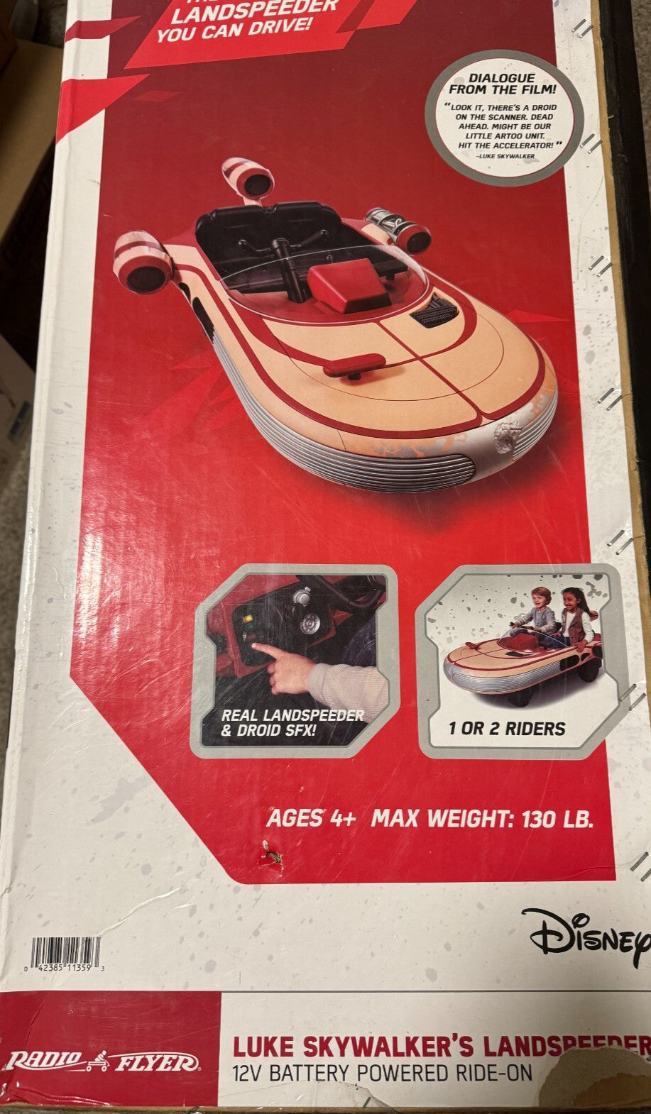12V Luke Skywalker Landspeeder Ride-On Radio Flyer Star Wars Vehicle S