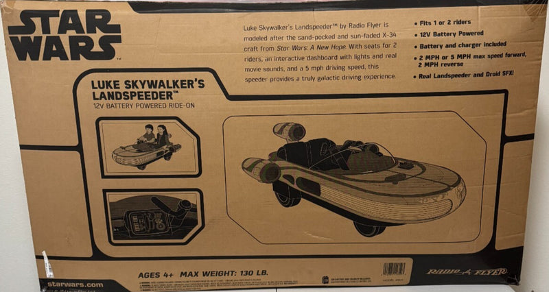12V Luke Skywalker Landspeeder Ride-On Radio Flyer Star Wars Vehicle Sealed New Magic Cars 5