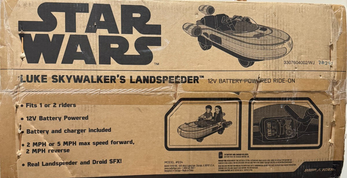 12V Luke Skywalker Landspeeder Ride-On Radio Flyer Star Wars Vehicle S