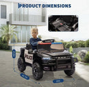 RAM Police Ride-On Pickup Truck for Kids, White and Black, Ages 3-8 Magic Cars 3