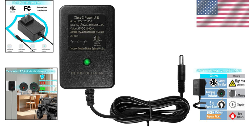 Rapid Charging 12V Charger for Ride-On Cars with LED Indicator and Safety Certification Magic Cars 1