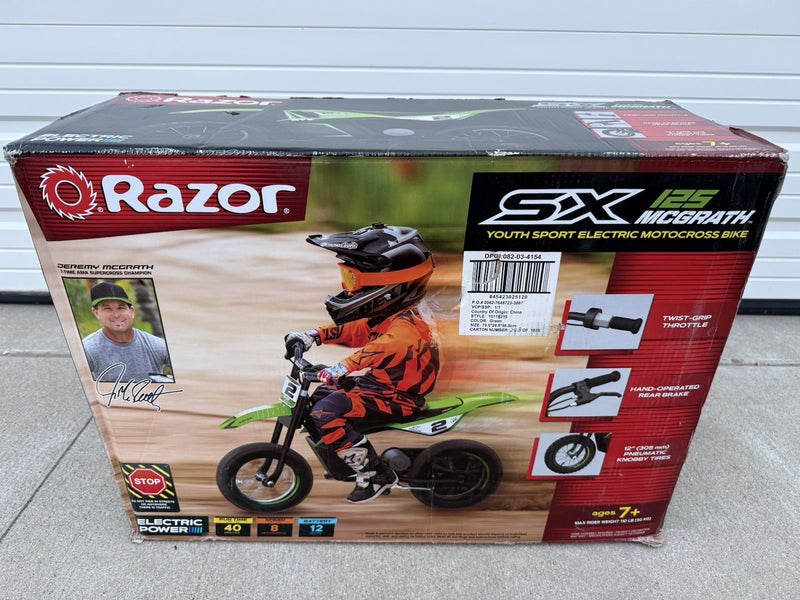 Razor SX125 12V 100W Electric Dirt Bike Green Magic Cars 0