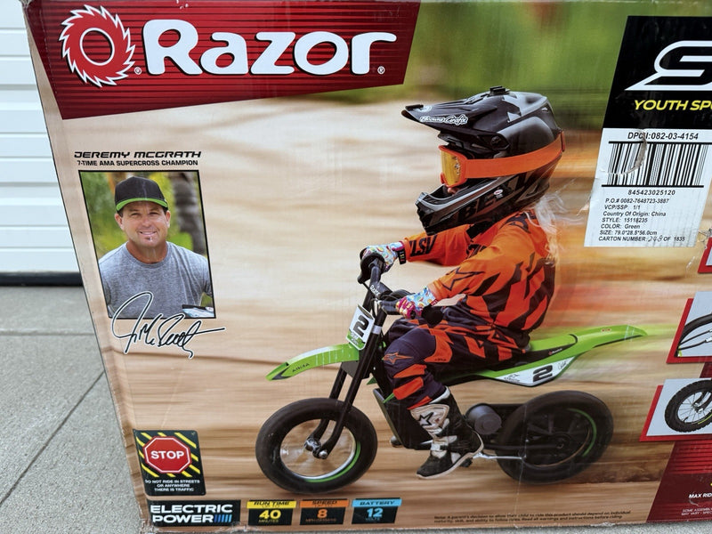 Razor SX125 12V 100W Electric Dirt Bike Green Magic Cars 1