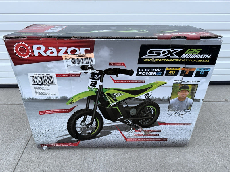 Razor SX125 12V 100W Electric Dirt Bike Green Magic Cars 4