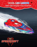 2.4 GHz Remote Control Boat with LED Lights for Kids Pool Play Spider Hero Design Magic Cars 2