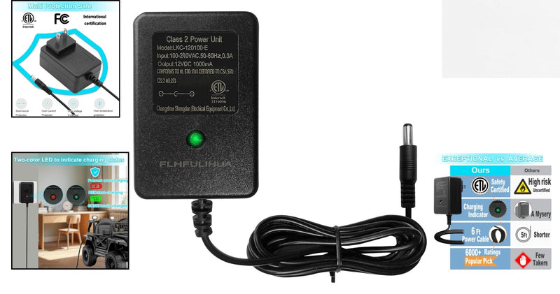 Rechargeable 12V Battery Charger for Kids' Ride-On Vehicles Magic Cars 1