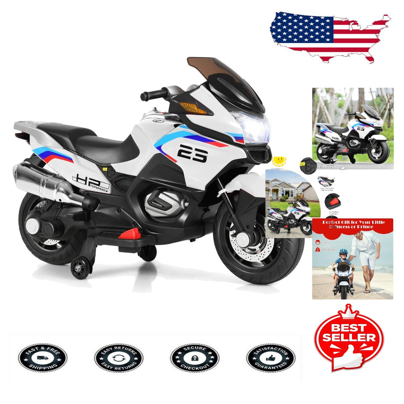Rechargeable Kids Ride-On Motorcycle with AUX Input, Music, and Stability Wheels Magic Cars 0