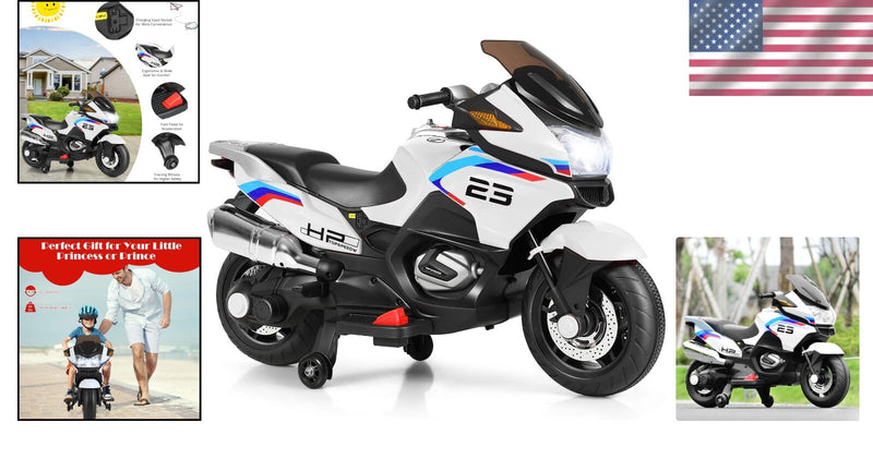 Rechargeable Kids Ride-On Motorcycle with AUX Input, Music, and Stability Wheels Magic Cars 1