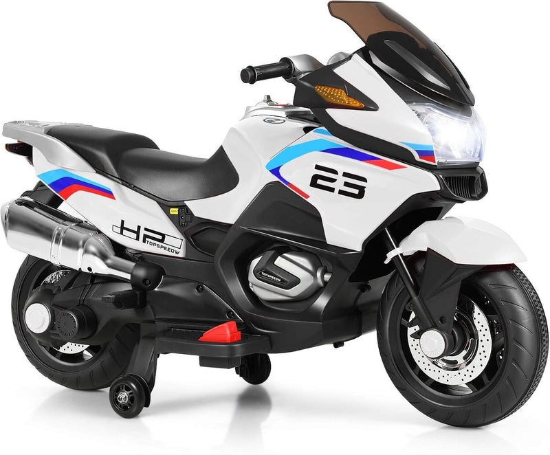 Rechargeable Kids Ride-On Motorcycle with AUX Input, Music, and Stability Wheels Magic Cars 2