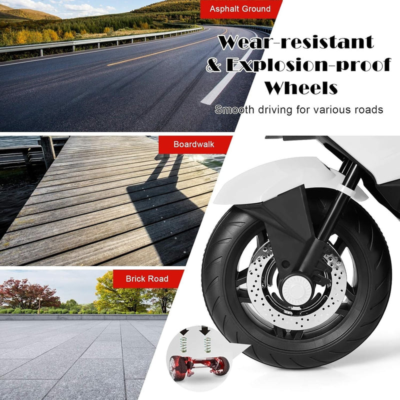 Rechargeable Kids Ride-On Motorcycle with AUX Input, Music, and Stability Wheels Magic Cars 8