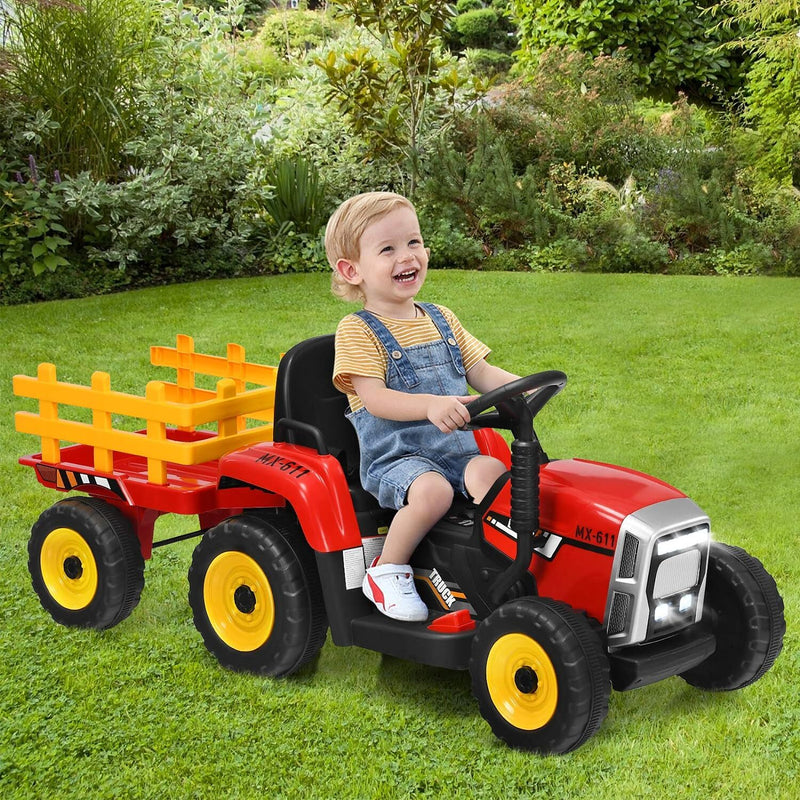 12V Red Electric Ride-On Tractor with Trailer Battery-Powered Kids Toy Car Magic Cars Variant 0