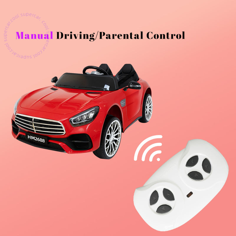 12V Red 2-Seater Ride-On Car with Power Wheels, Remote Control, Bluetooth, and LED Lights Magic Cars 1