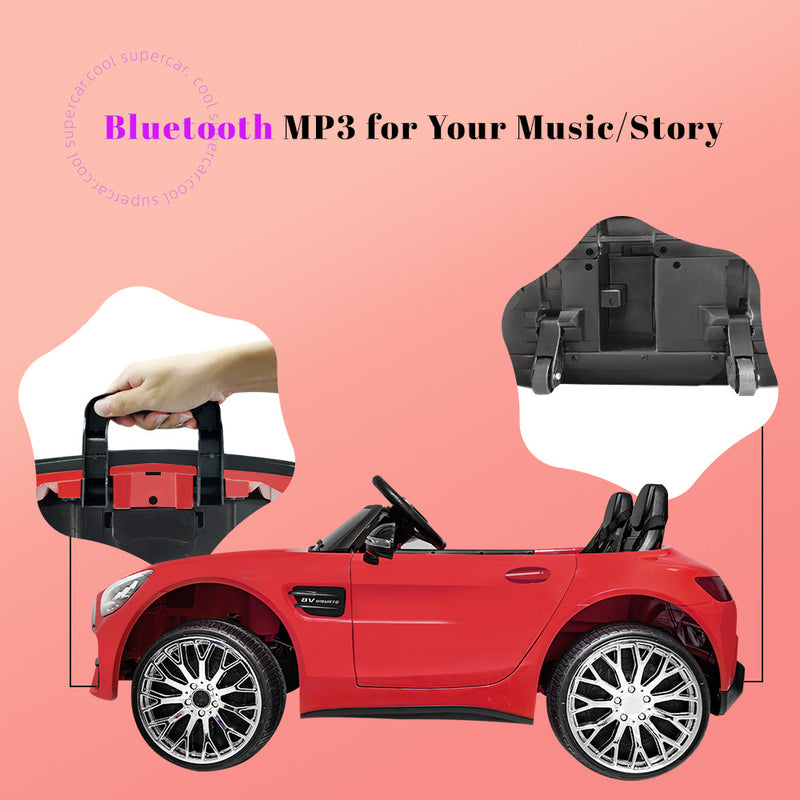 12V Red 2-Seater Ride-On Car with Power Wheels, Remote Control, Bluetooth, and LED Lights Magic Cars 6