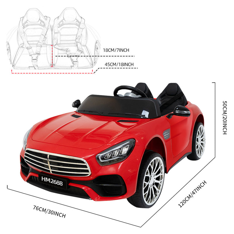 12V Red 2-Seater Ride-On Car with Power Wheels, Remote Control, Bluetooth, and LED Lights Magic Cars 9