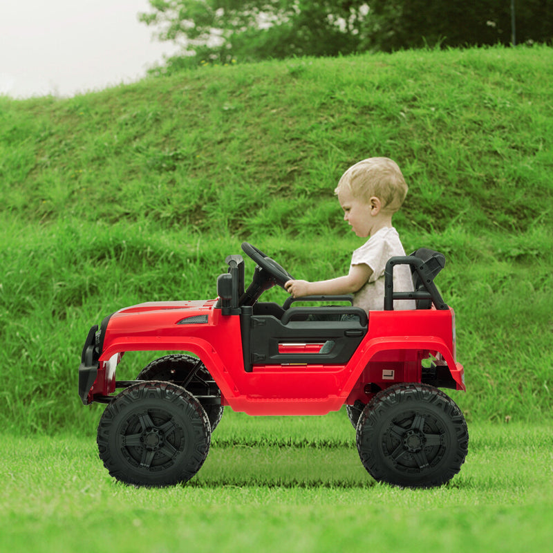 12V Red Battery-Powered Ride-On Electric Toy Truck with Remote Control for Kids Magic Cars 3