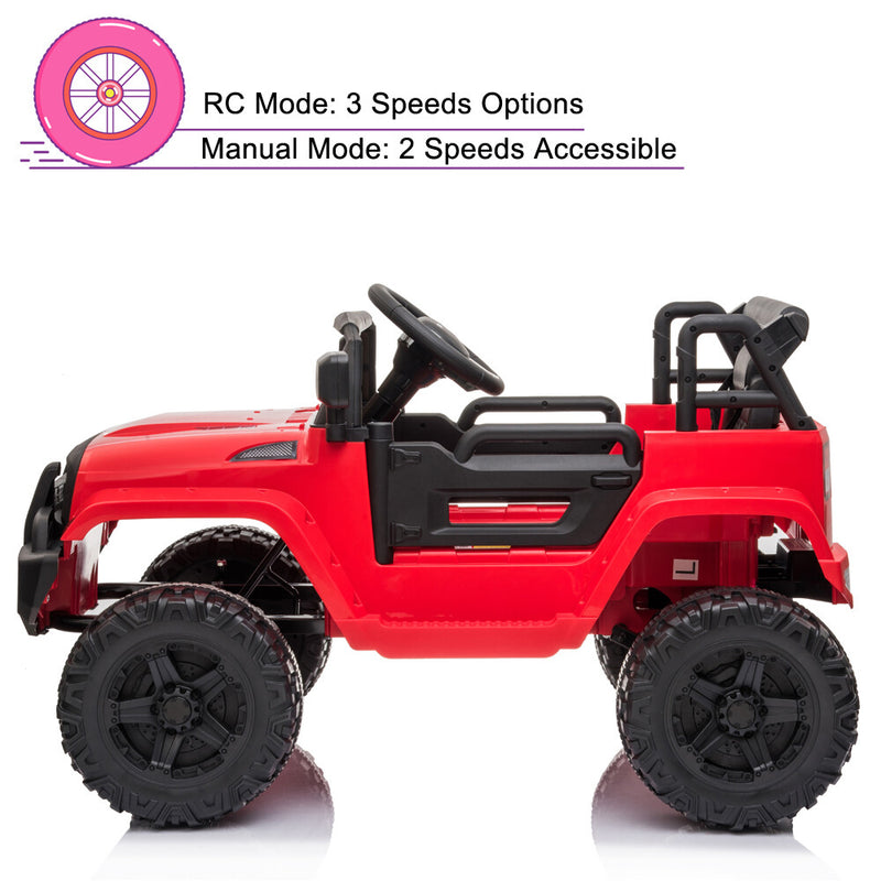 12V Red Battery-Powered Ride-On Electric Toy Truck with Remote Control for Kids Magic Cars 4