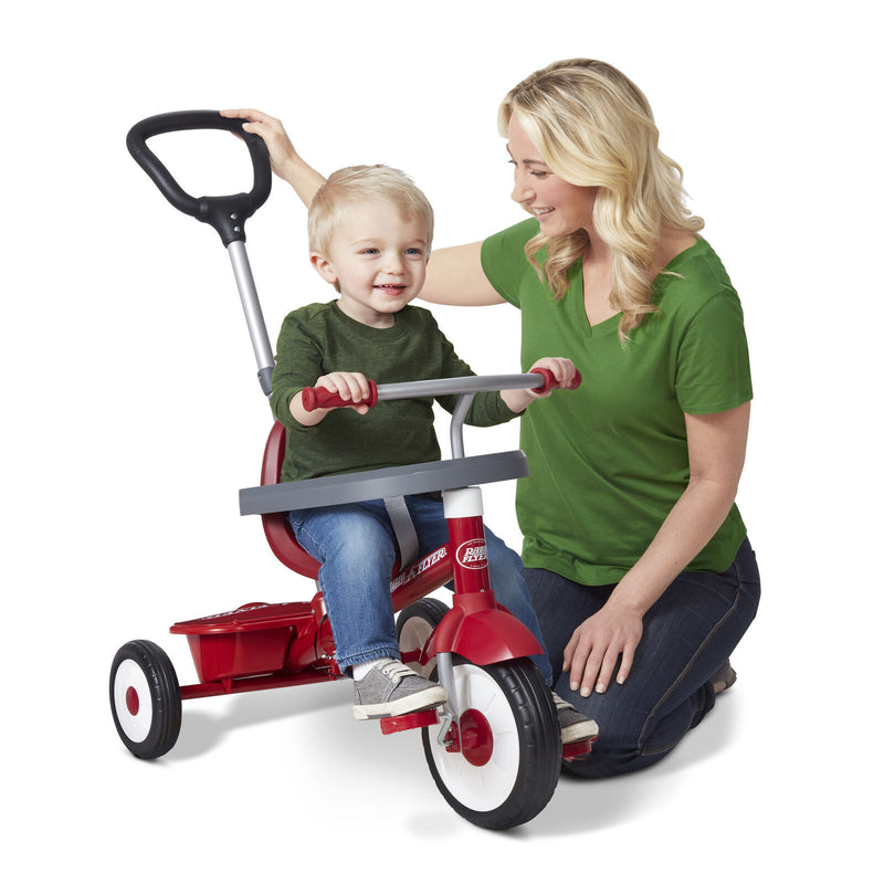 Red 3-in-1 Stroll 'n' Trike Kids Bike with Adjustable Seat and 3-Stage Growth Design Magic Cars 10