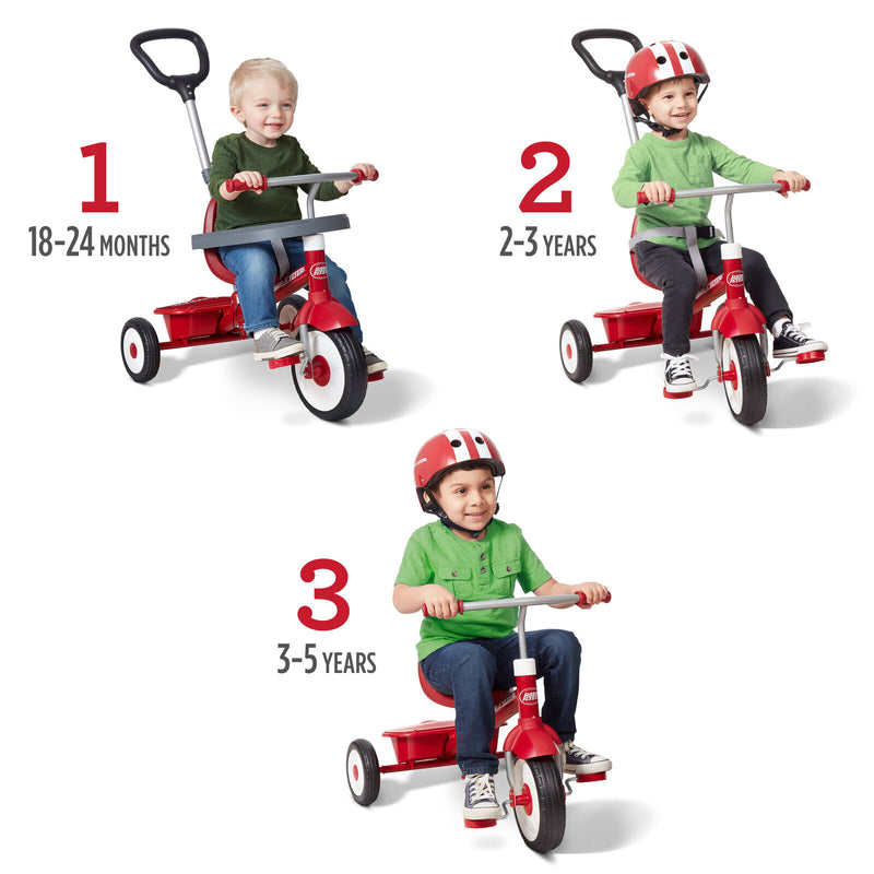 Red 3-in-1 Stroll 'n' Trike Kids Bike with Adjustable Seat and 3-Stage Growth Design Magic Cars 8