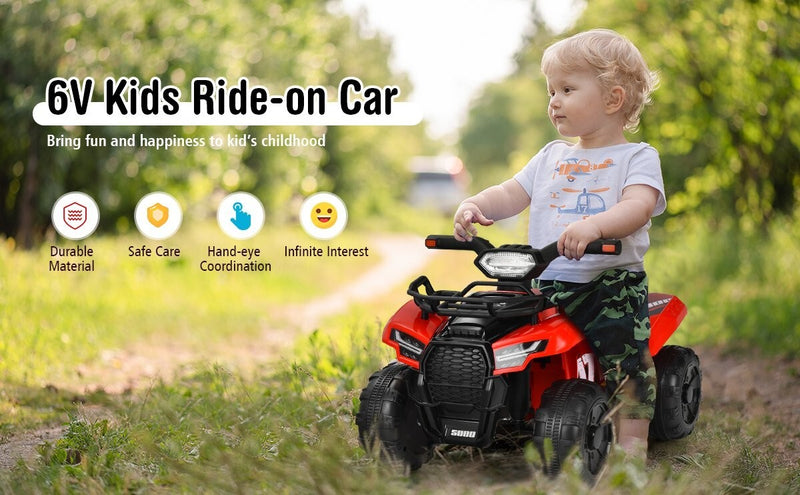Red 6V Electric Kids ATV Ride-On Car with LED Lights and MP3 Player for Toddlers Magic Cars 11