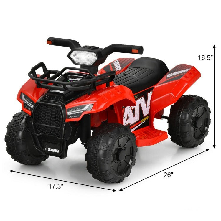 Red 6V Electric Kids ATV Ride-On Car with LED Lights and MP3 Player for Toddlers Magic Cars 2