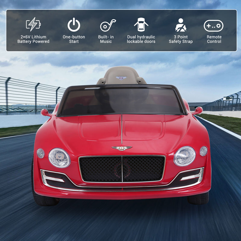 Red Bentley-Style 12V Electric Kids Ride-On Car with Remote Control and LED Lights Magic Cars 2